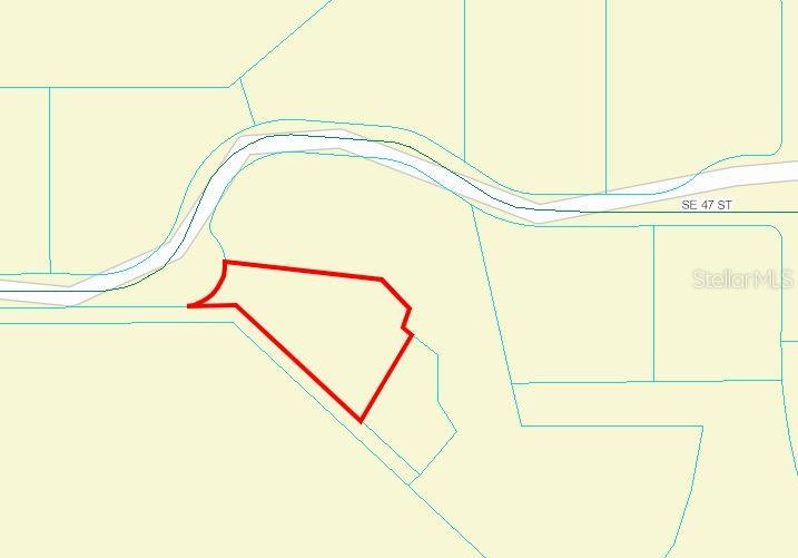 This is a map showing a property parcel outlined in red — 1400 SE 47TH STREET, OCALA, FL