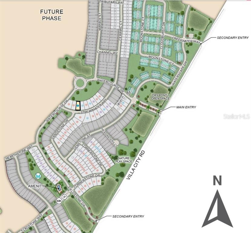 This is a site plan map for a residential housing development — 208 STREAMWATER WAY, GROVELAND, FL