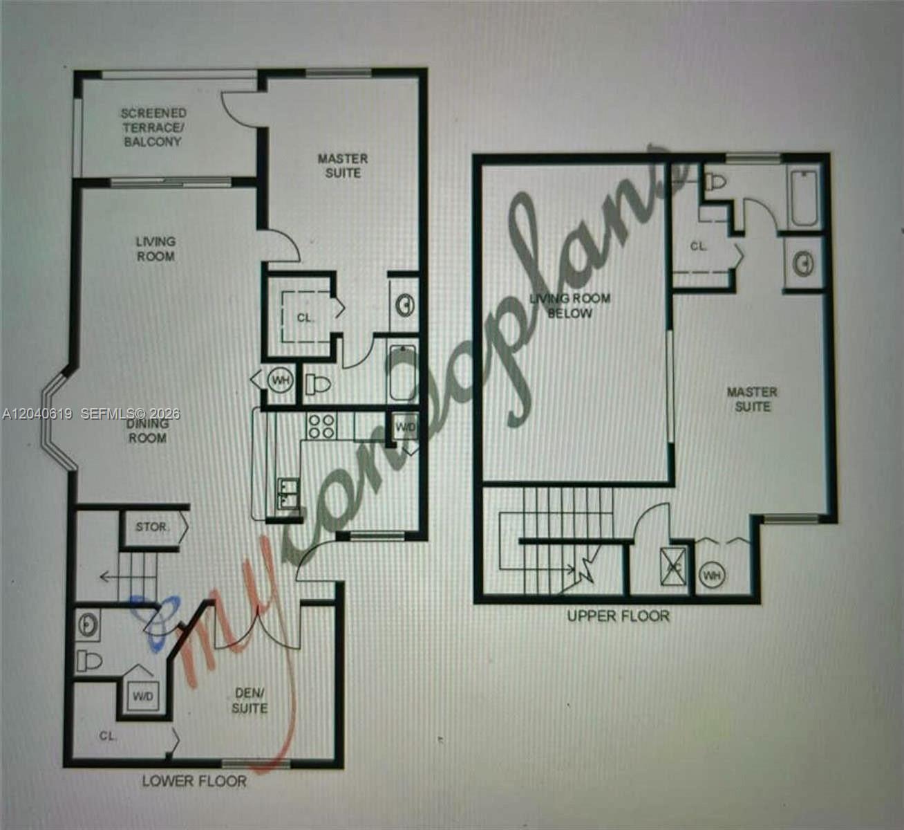 This is a floor plan showing a two-story residential unit with multiple suites — 3204 Glenmoor Dr # 3204, West Palm Beach FL 33409, WEST PALM BEACH, FL