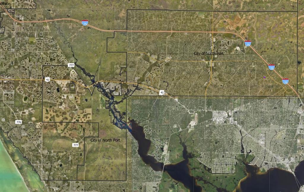 This is an aerial map showing the boundaries of the City of North Port, Florida — 1134209220 BLACKWOOD CIRCLE, NORTH PORT, FL
