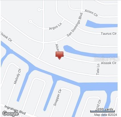 This is a map showing the location of a property in a residential neighborhood — 14957 ALSASK CIRCLE, PORT CHARLOTTE, FL