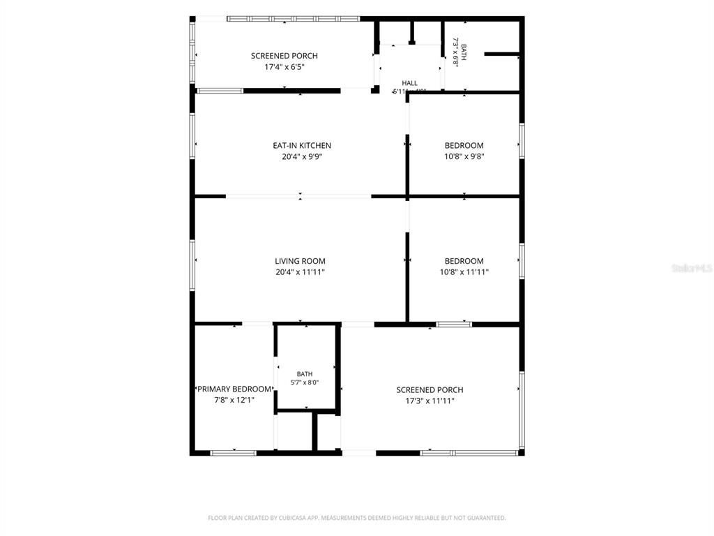 This is a floor plan showing a home with three bedrooms, two bathrooms, and two porches — 25140 NE 133RD STREET, FORT MC COY, FL