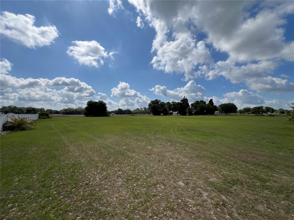 A wide, grassy, open lot under a bright blue sky with scattered white clouds — 13419 COCOPAH LANE, DOVER, FL