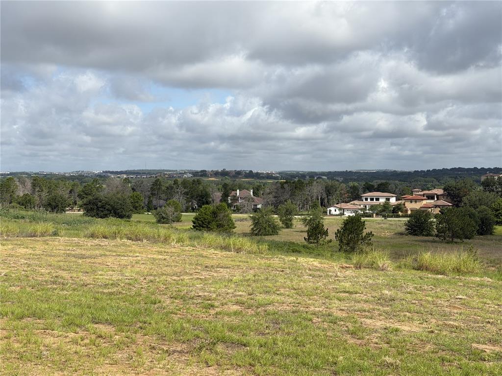 A grassy, sloping lot overlooks a landscape of scattered trees and several large residential homes — 15429 APENNINE WAY, MONTVERDE, FL