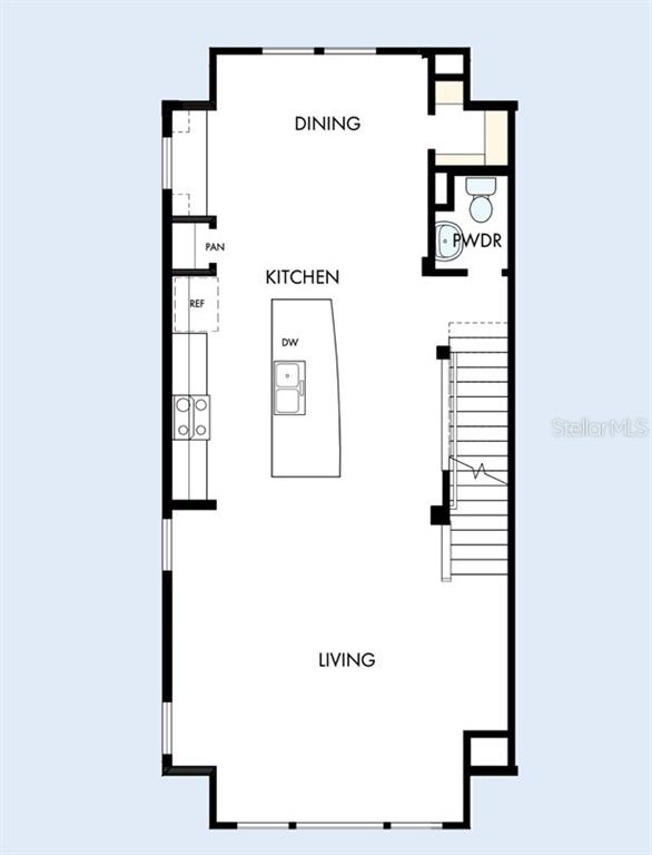 This is a floor plan of a home featuring a living room, kitchen, and dining area — 3116 4TH PLACE N, ST PETERSBURG, FL