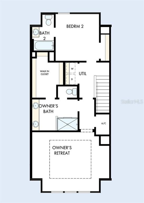 This is a floor plan showing the upper level of a home with two bedrooms — 3116 4TH PLACE N, ST PETERSBURG, FL