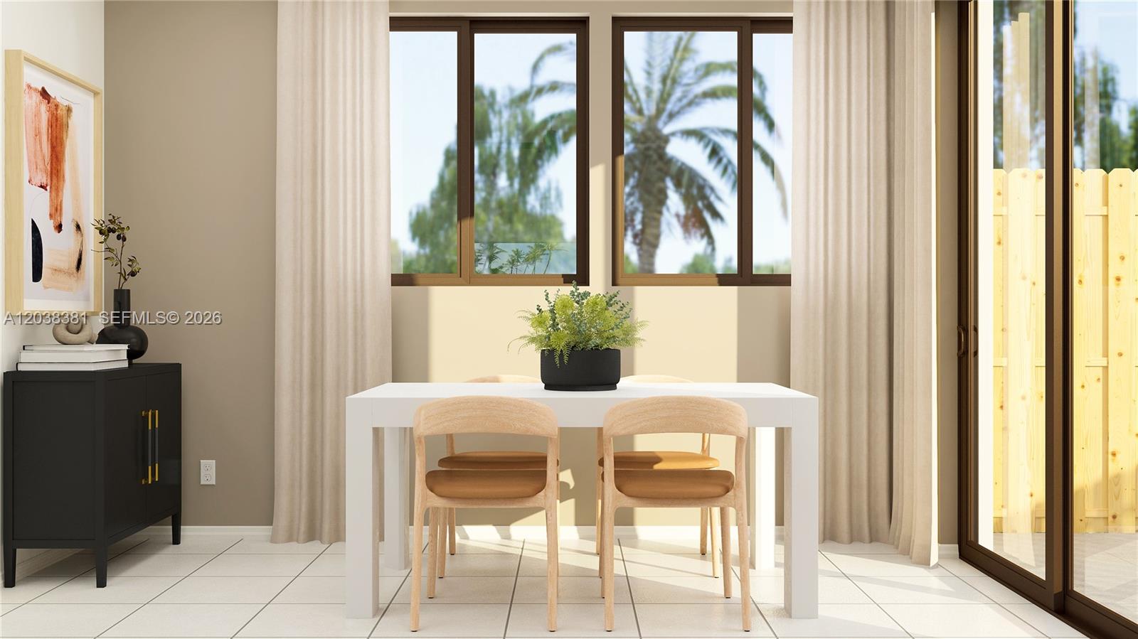 This is a digital rendering of a dining room with a white table and chairs — 13833 SW 261 TER, Miami FL 33032, MIAMI, FL