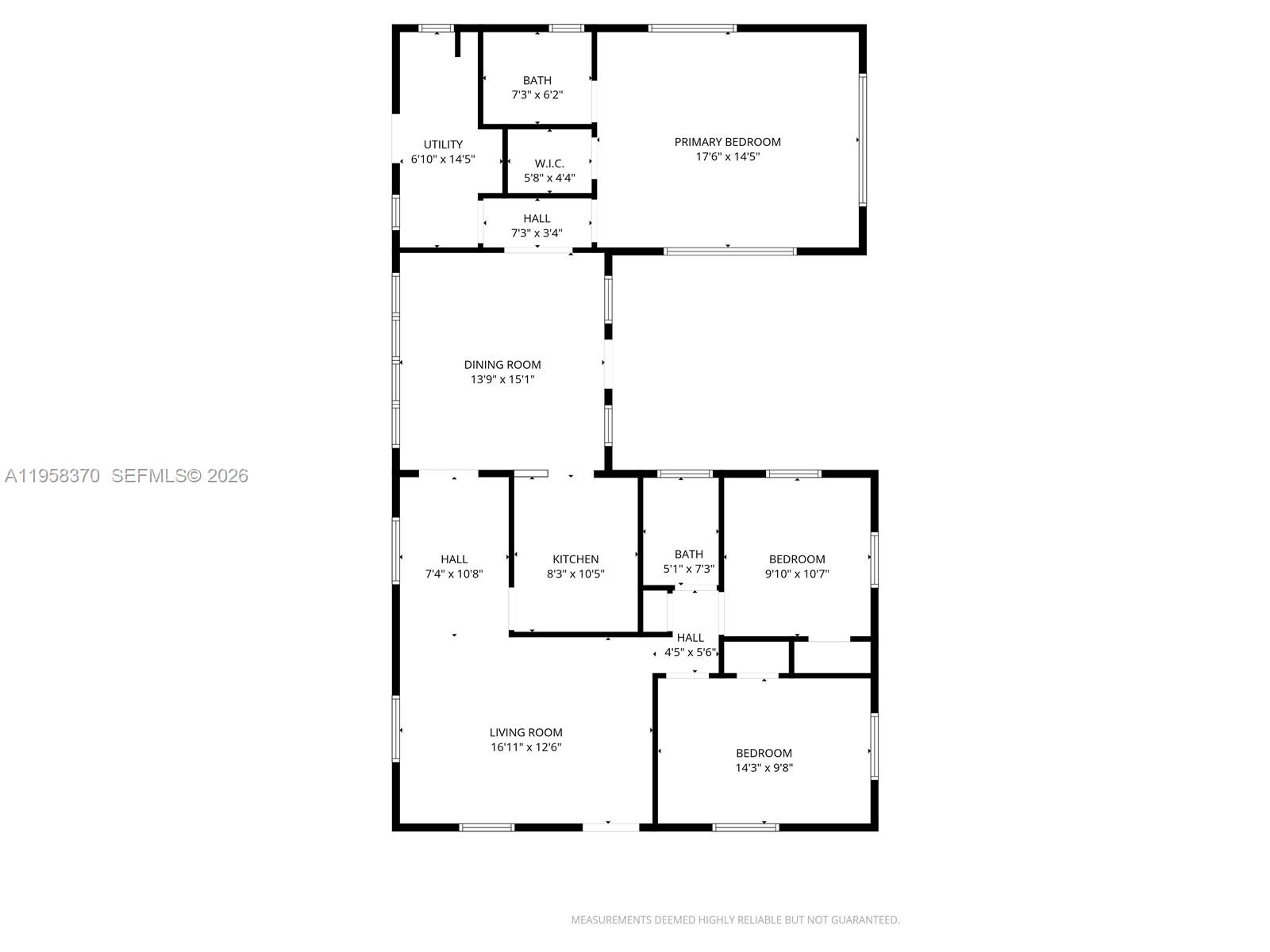 This is a floor plan showing the layout of a multi-room residential property — 6303 SW 43rd St, South Miami FL 33155, SOUTH MIAMI, FL
