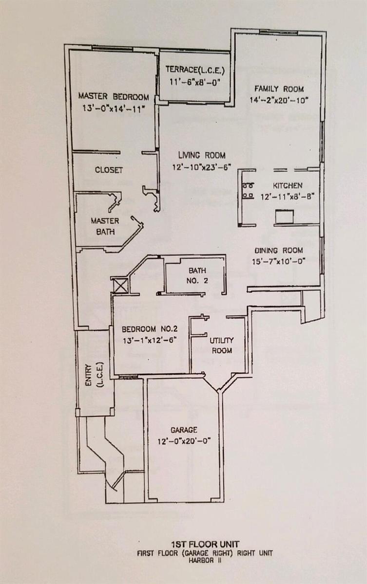 This floor plan shows a residential unit with two bedrooms, two bathrooms, and a garage — 9778 Bowline # 101, West Palm Beach FL 33411, WEST PALM BEACH, FL