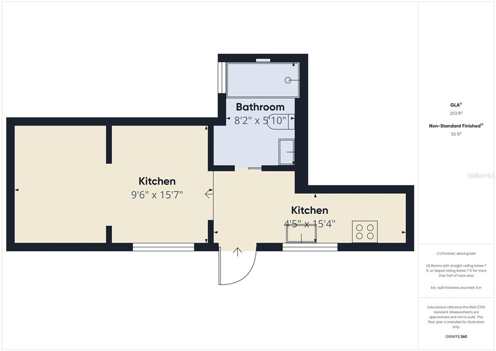 This is a floor plan showing a bathroom and two kitchen areas — 221 1ST STREET, DAVENPORT, FL