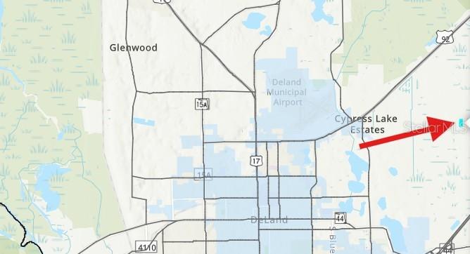 This is a map showing the location of a property near DeLand, Florida — NO ADDRESS, DELAND, FL