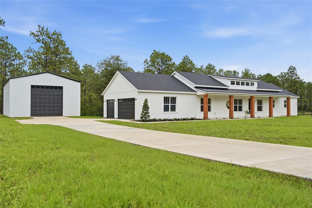 An aerial view shows a single-story house with a red outline on a large lot — 8730 NW 17TH CIRCLE, OCALA, FL