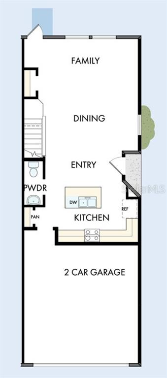 This is a floor plan of a home's first level featuring a two-car garage — 1132 WILD CREST LANE, DAYTONA BEACH, FL