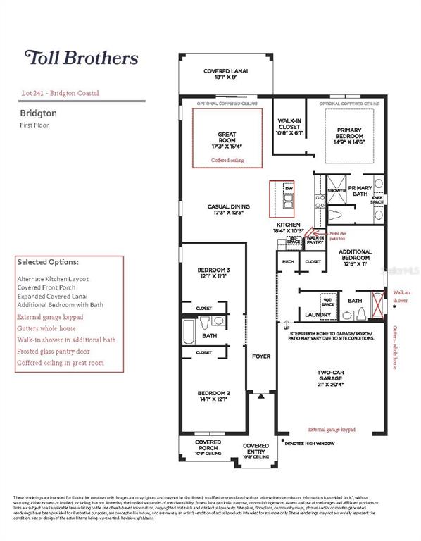 This is a floor plan for a single-story home featuring three bedrooms and a garage — 2876 ARBOR DUNE AVENUE, APOPKA, FL