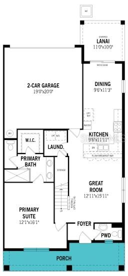 This is a floor plan for a single-story home featuring a primary suite and garage — 156 RAINWOOD STREET, GROVELAND, FL