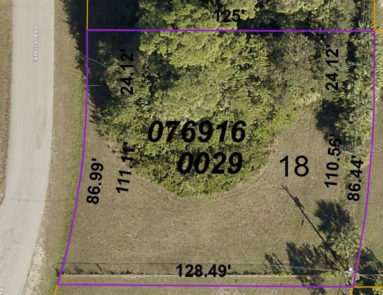 This is a map showing the property boundaries and dimensions of a vacant lot — LOT 18 CALBIRA AVENUE, NORTH PORT, FL
