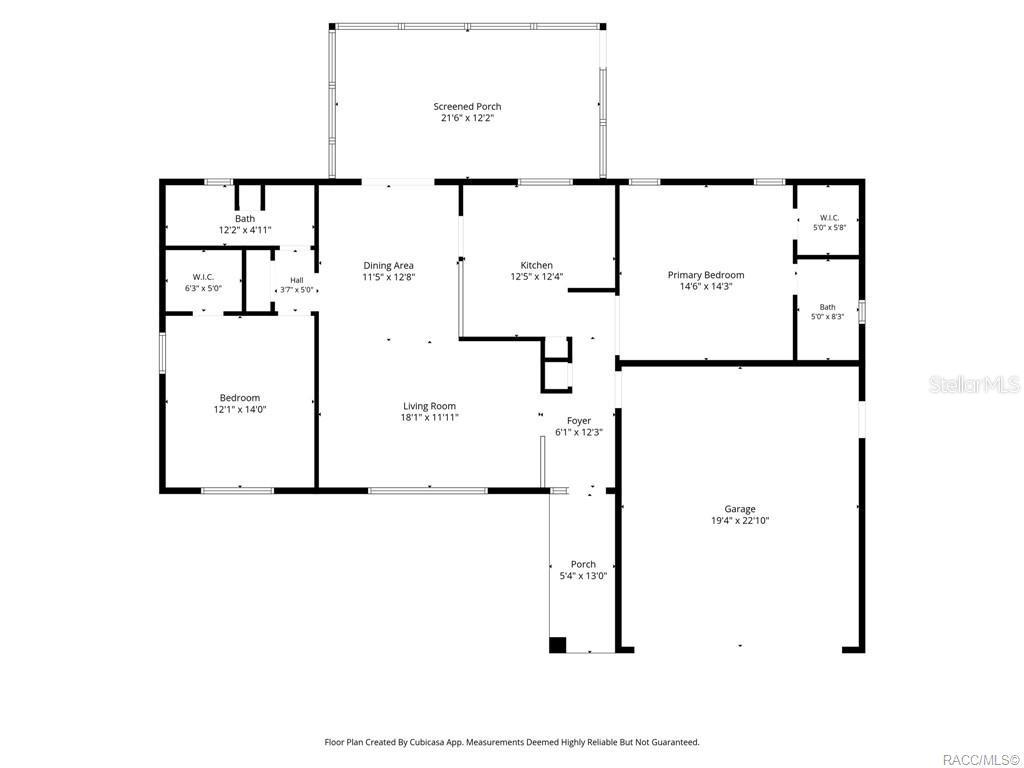 This is a floor plan showing the layout of a house with a garage — 206 HEMLOCK STREET, INVERNESS, FL