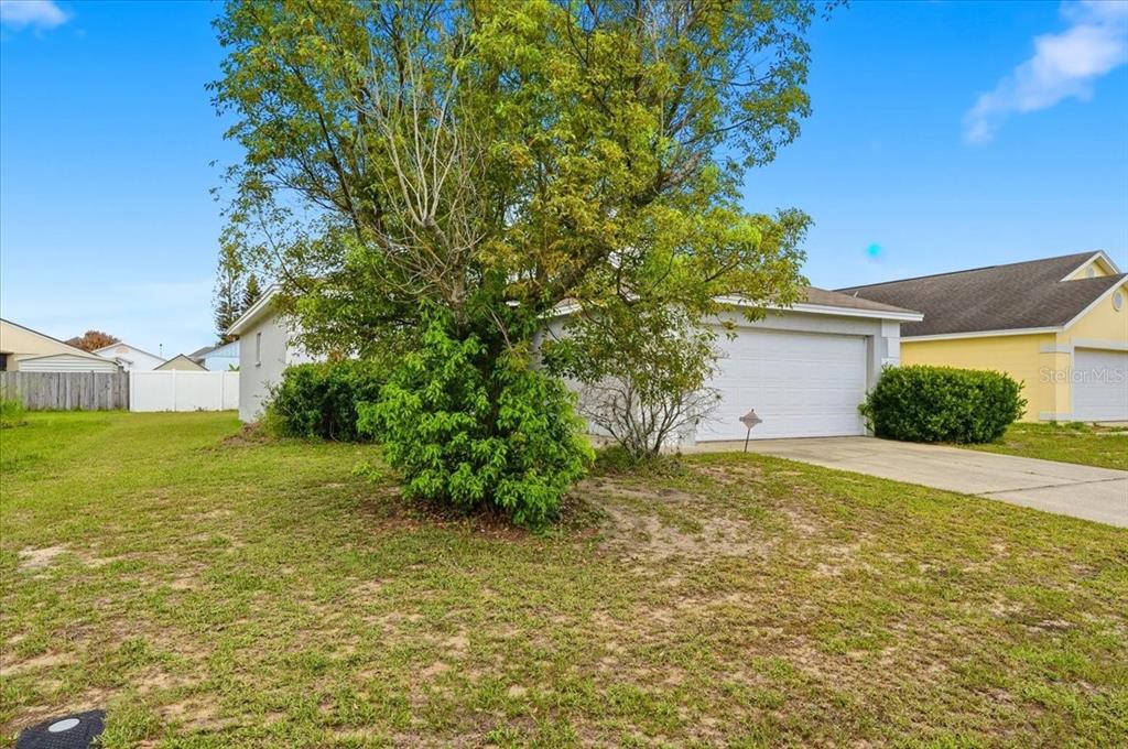 A large tree stands in the front yard of a house with a white garage — 406 SAINT ANNS DRIVE, WINTER HAVEN, FL