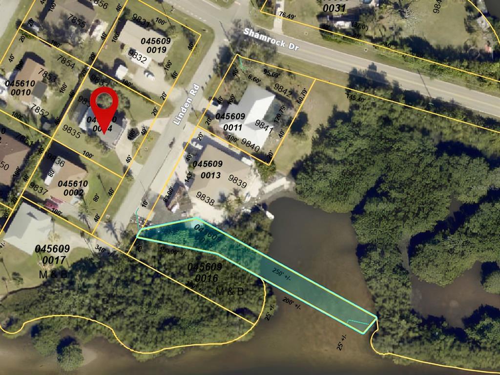This is a satellite map showing property lot lines and parcel numbers in a residential area — 1194 LINDEN ROAD, VENICE, FL