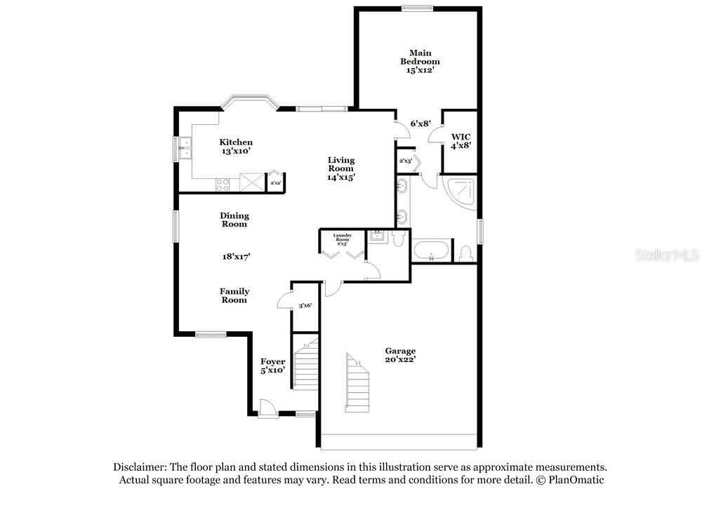 This is a floor plan showing the layout of a single-story home with a garage — 233 BLUFF PASS DRIVE, EUSTIS, FL