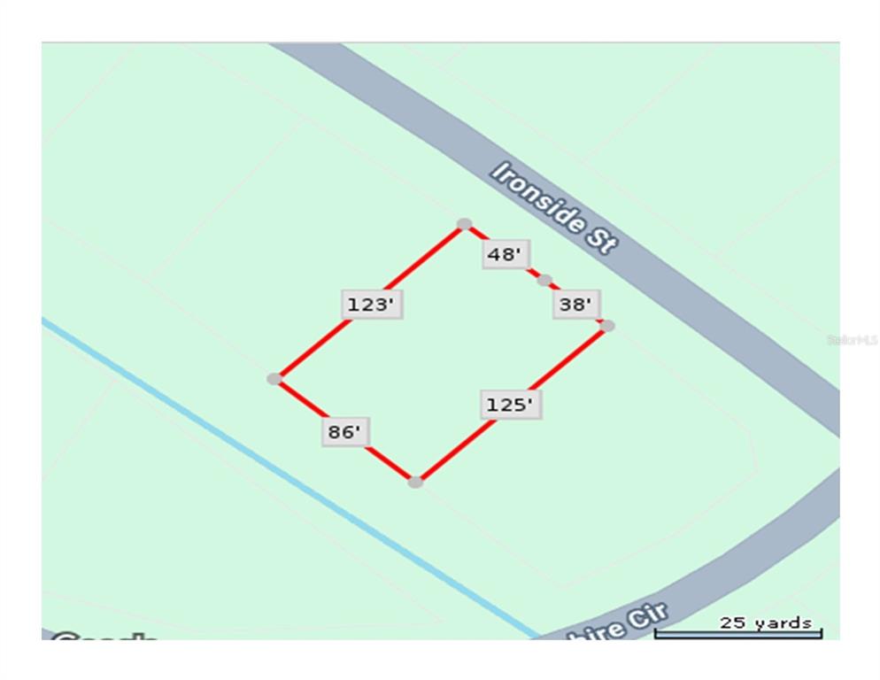 This is a map showing the property lines and dimensions of a vacant land lot — IRONSIDE STREET, NORTH PORT, FL