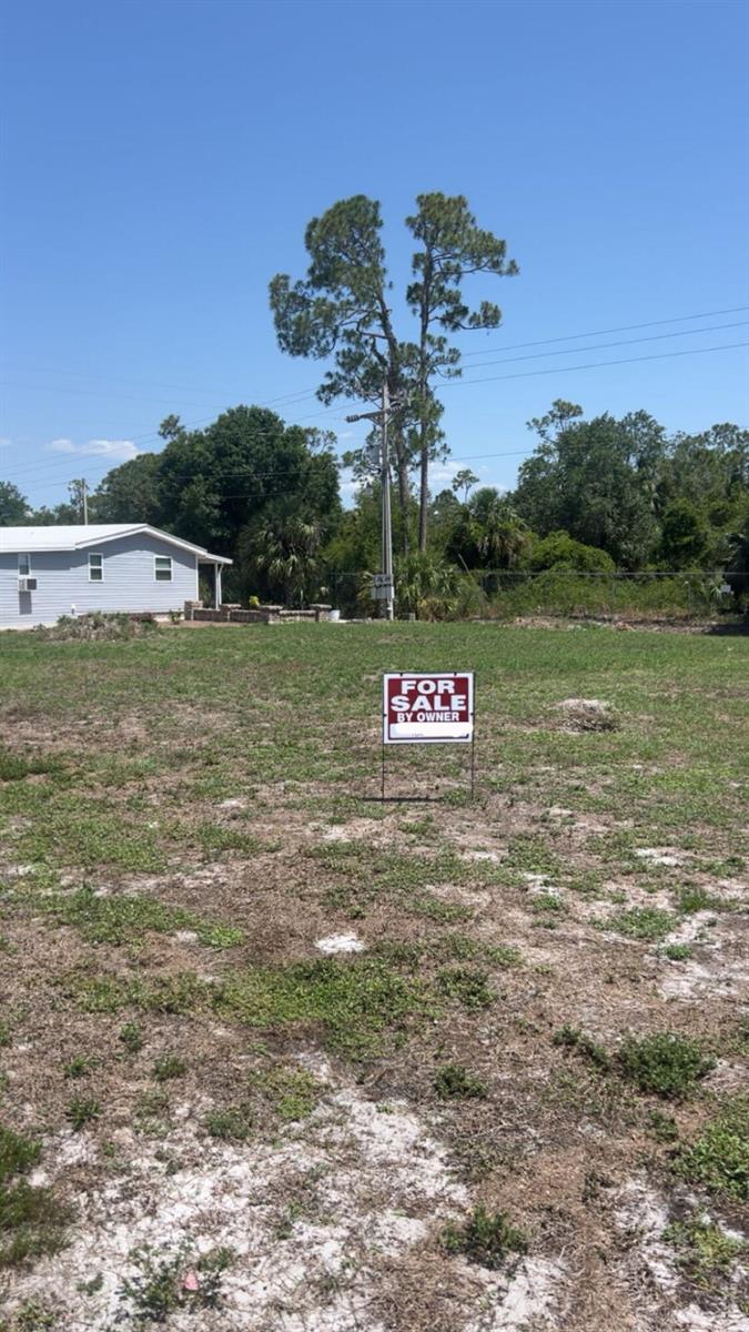 A vacant, grassy lot features a for-sale sign and a utility pole with trees behind — 317 S Shrub Ln Lane S, FL 33917, FL