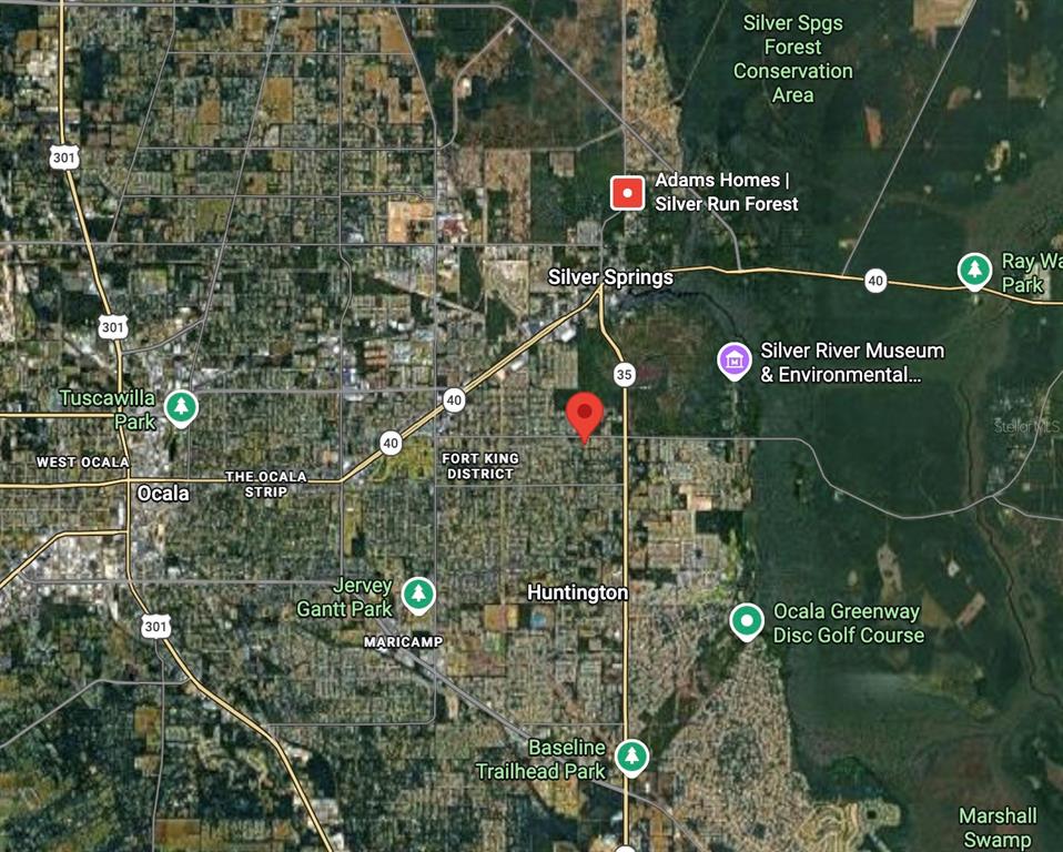 This map shows the location of a property in Ocala, Florida, near Silver Springs — 600 NE 53RD COURT, OCALA, FL