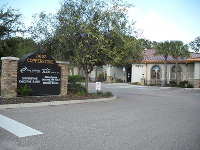 A sign for Copperstone Executive Suites stands in front of a single-story commercial office building — 3632 LAND O LAKES BOULEVARD UNIT 104-3, LAND O LAKES, FL