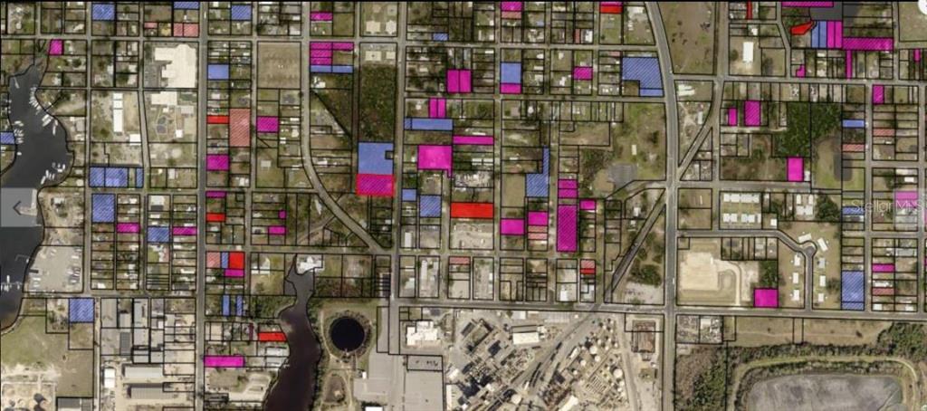 This is a map showing property parcel boundaries overlaid on an aerial view of a neighborhood — 135 EVERITT AVENUE, PANAMA CITY, FL