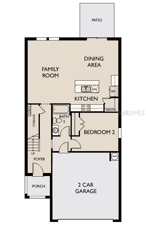 This is a floor plan of a home featuring a garage, kitchen, and two bedrooms — 1620 NORFOLK TRAIL, DELAND, FL