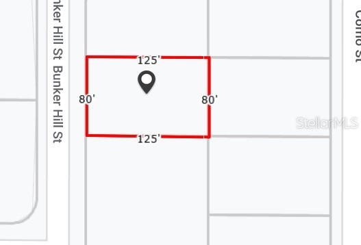 This is a map showing a rectangular property lot measuring 80 feet by 125 feet — 3052 BUNKER HILL STREET, PORT CHARLOTTE, FL