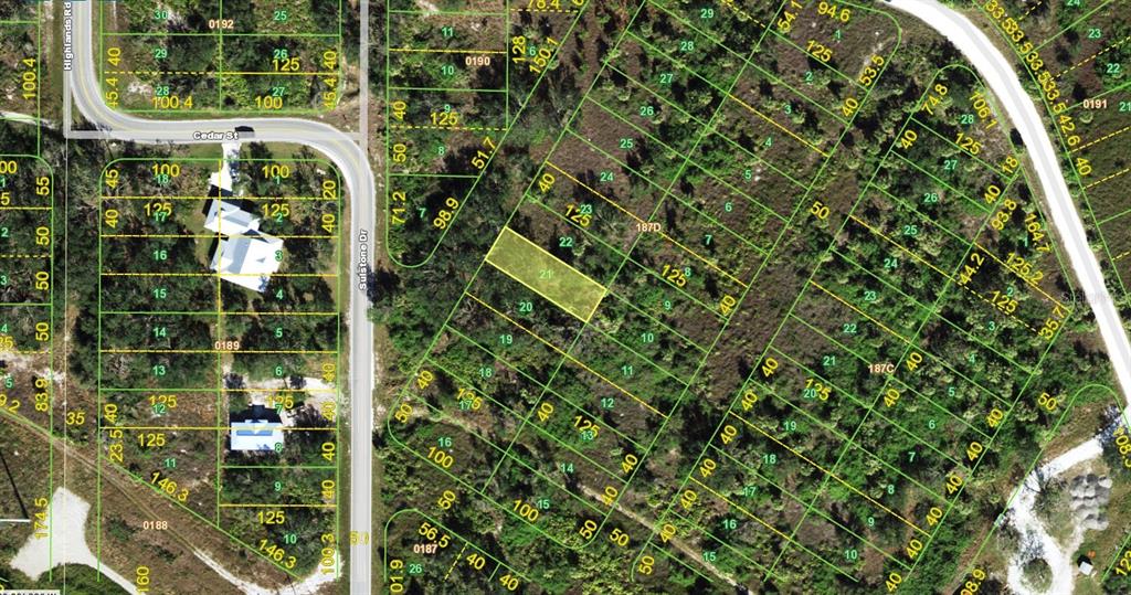 This is a satellite map showing residential land parcels and street layouts — 1278 POCO TERRACE, PUNTA GORDA, FL