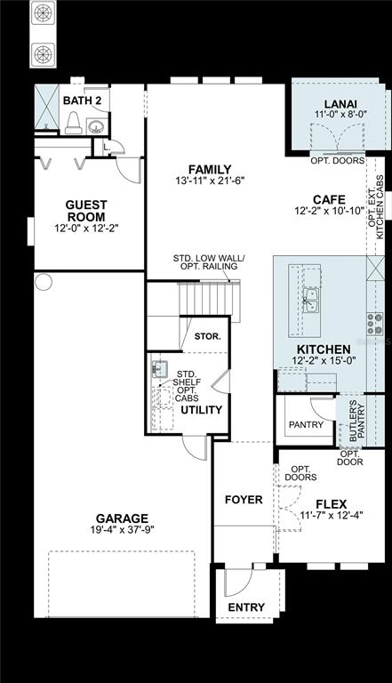 This is a floor plan for a single-story home featuring a garage, kitchen, and lanai — 1911 CLARY SAGE DRIVE, SPRING HILL, FL
