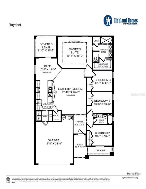 This is a floor plan for a single-story home featuring four bedrooms and a garage — 2105 SUMMERLAKE DRIVE, AUBURNDALE, FL