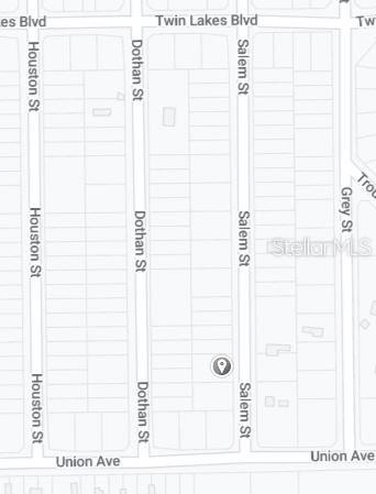 This is a map showing a residential area with streets and property lot lines — 00 SALEM STREET, INTERLACHEN, FL