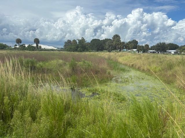 A grassy field features a small, algae-covered pond under a cloudy blue sky — 1202 NW 8th Avenue, Okeechobee FL 34972, OKEECHOBEE, FL