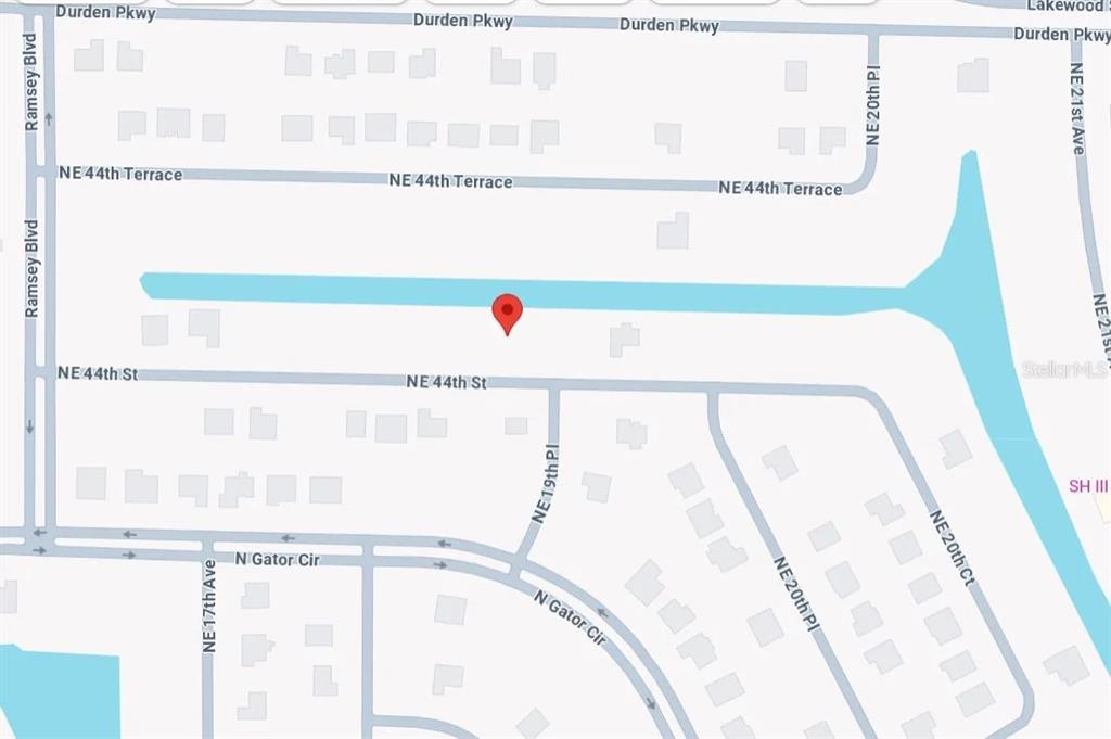 This is a map showing streets and a property location marked with a red pin — 1811 NE 44TH STREET, CAPE CORAL, FL