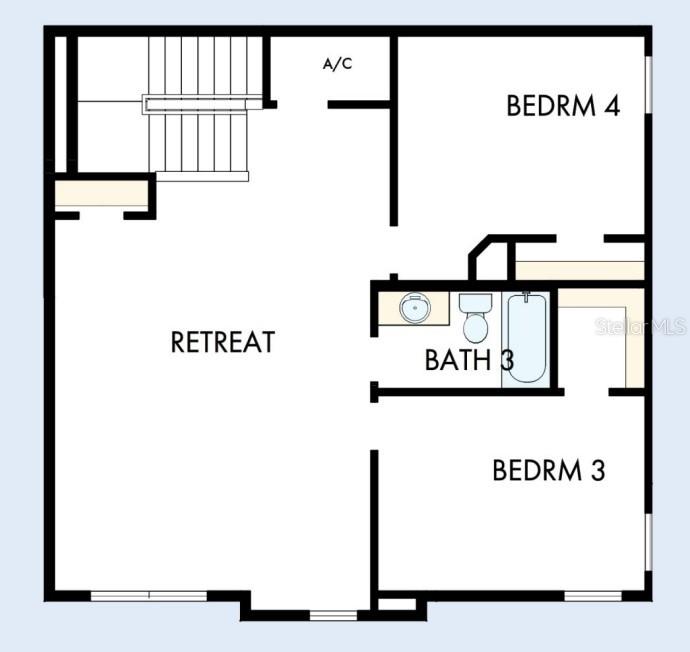 This floor plan shows an upper level with a retreat, two bedrooms, and a bathroom — 7713 MARINA BAY COVE, PALMETTO, FL