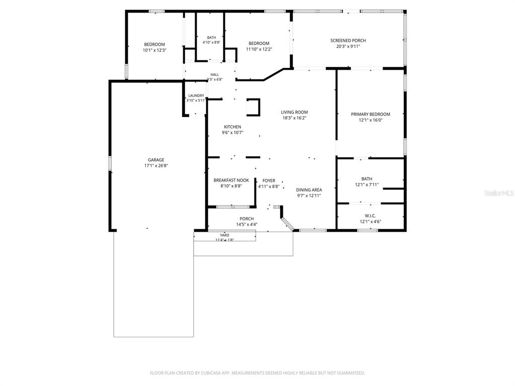 This is a floor plan of a single-story house featuring three bedrooms and a garage — 25510 BELLE ALLIANCE, LEESBURG, FL
