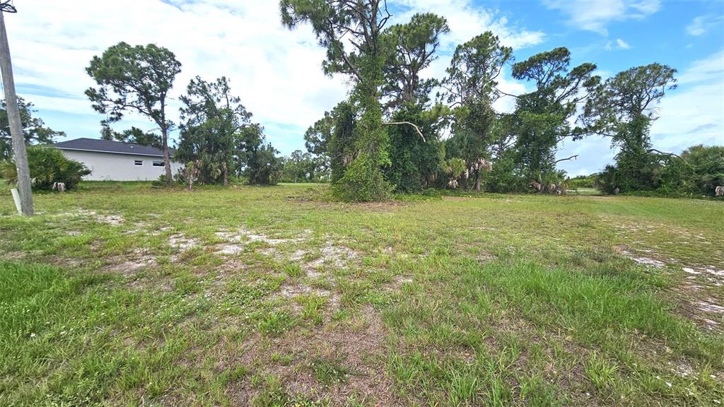 A grassy, undeveloped residential lot features scattered trees and a neighboring house in the distance — 56 BRIG CIRCLE E, PLACIDA, FL