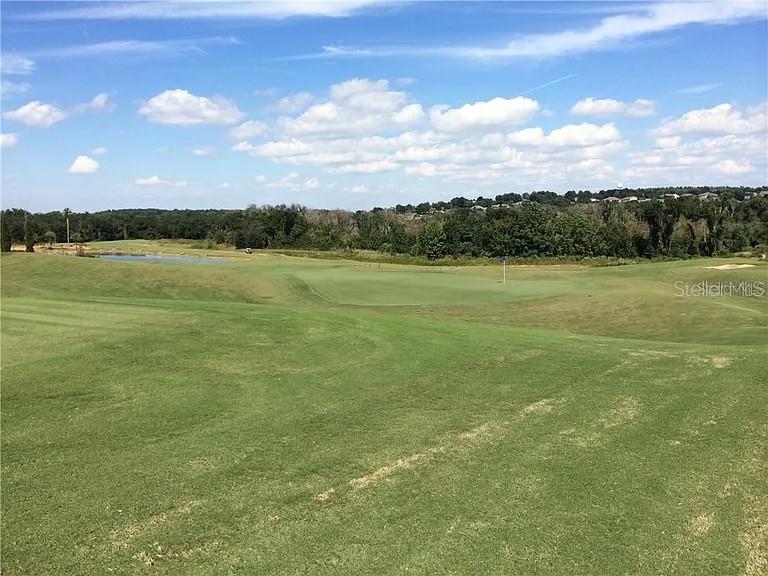 A view of a golf course green with a flagstick and surrounding trees — 16047 VETTA DRIVE, MONTVERDE, FL