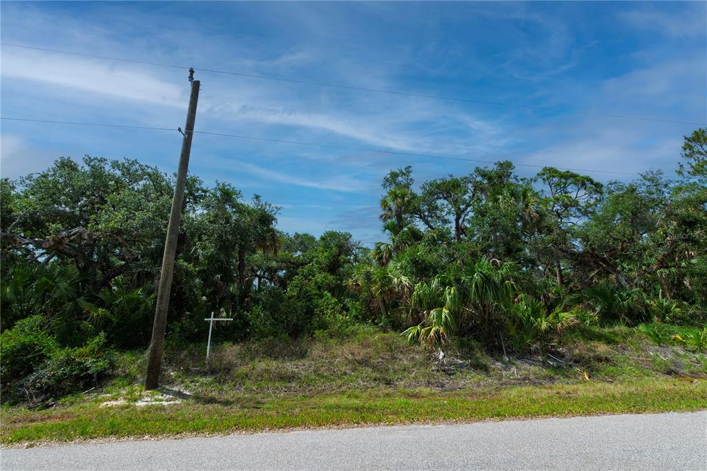 A vacant, wooded lot with a utility pole and a real estate sign — BACKERT ROAD Lot 15, NORTH PORT, FL