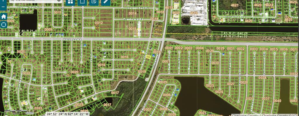 This is a digital map showing a residential subdivision with property lot lines and roads — 17 BRIG CIRCLE E, PLACIDA, FL