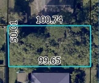 This is an aerial map view of a rectangular plot of land with dimensions labeled — 1115 15th Avenue SW, Vero Beach FL 32962, VERO BEACH, FL