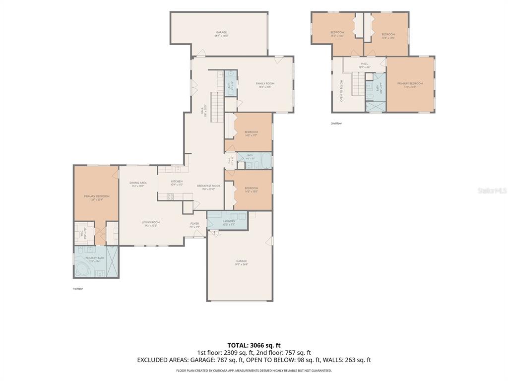 This is a two-story residential floor plan showing the layout of rooms and garages — 11763 HARBORSIDE CIRCLE, LARGO, FL