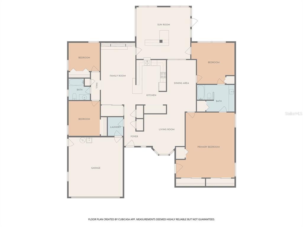 This is a floor plan of a single-story house with a garage and sunroom — 1521 HERON WOOD PLACE, WINTER PARK, FL