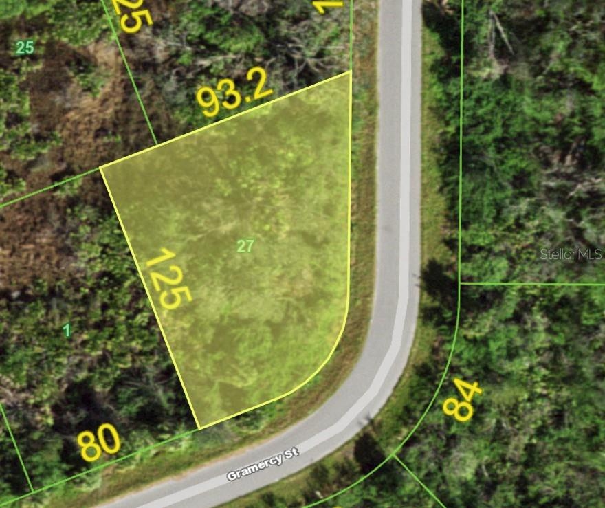 This is a map showing the property boundaries and dimensions of a vacant residential lot — 2275 GRAMERCY STREET, PORT CHARLOTTE, FL