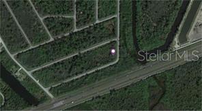 This is an aerial map view of a vacant, wooded residential lot — 2275 GRAMERCY STREET, PORT CHARLOTTE, FL