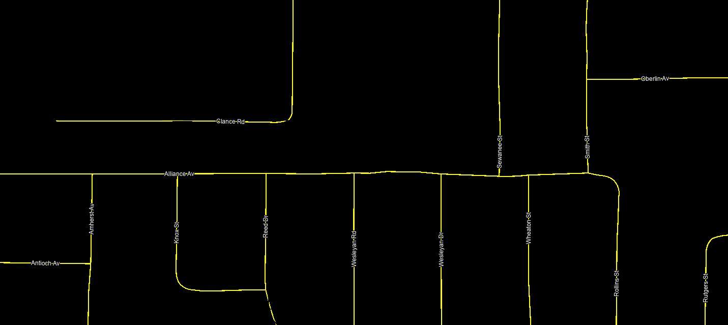 This is a map showing street names and road layouts in a residential area — 6286 Alliance Avenue, FL 32656, FL