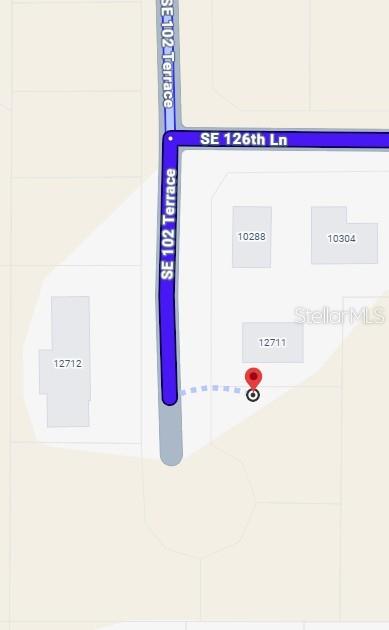 This is a map showing the location of a property near SE 102nd Terrace — SE 102ND TERRACE, OCKLAWAHA, FL
